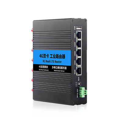 Black Stable 4G Din Rail WiFi Router RS232 RS485 With USB Ports
